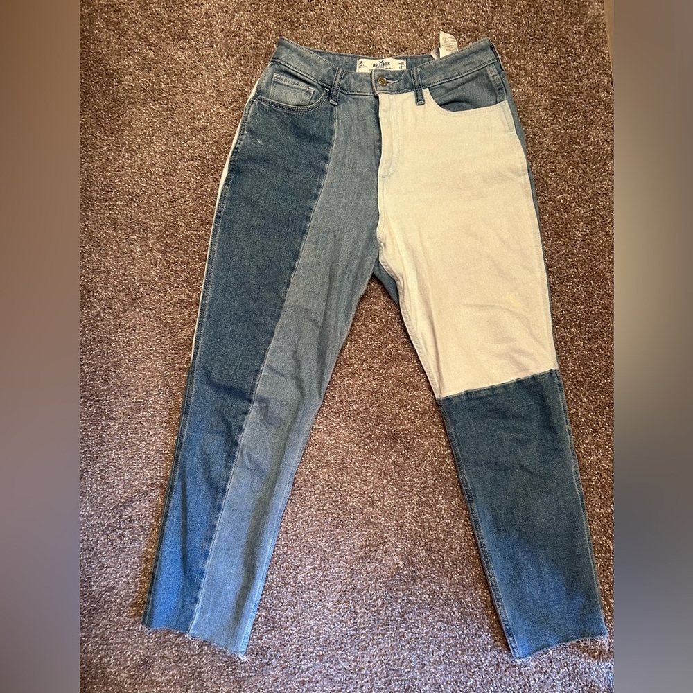 Two-Tone Blue and Cream Women's Jeans